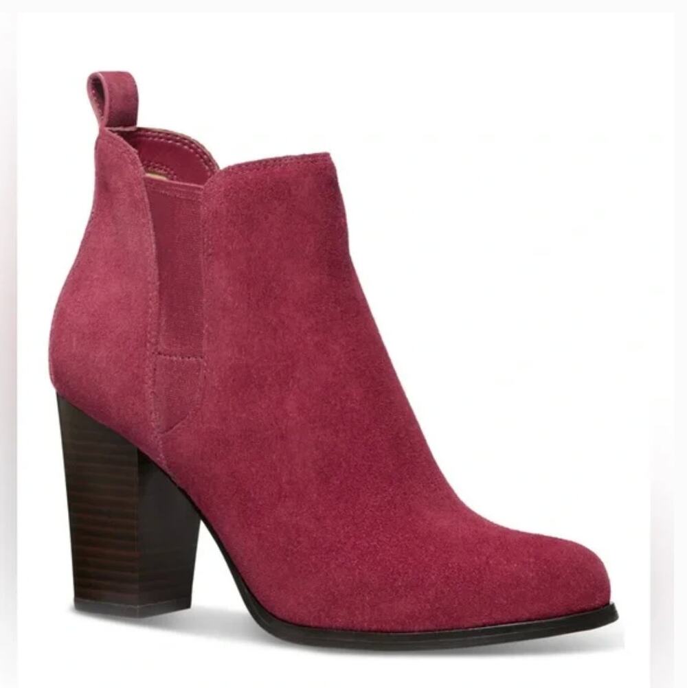 Michael Kors Evaline Suede Boots 8 NWOT Red Ankle Booties Heel Western Boho